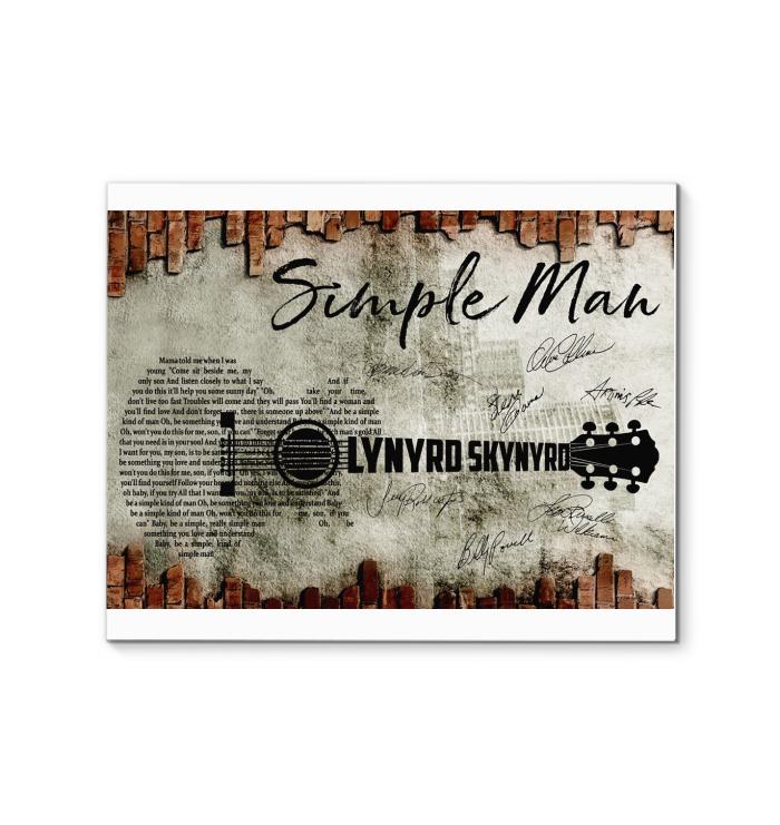 Lynyrd Skynyrd Simple Man Lyric Guitar Typography On Brick Wall Canvas
