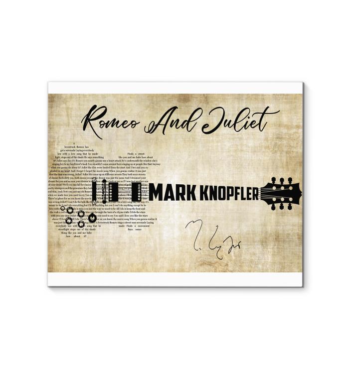 Mark Knopfler Romeo And Juliet Lyric Guitar Typography Signed Canvas