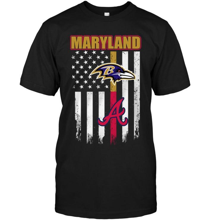 Maryland Baltimore Ravens Atlanta Braves American Flag Shirt