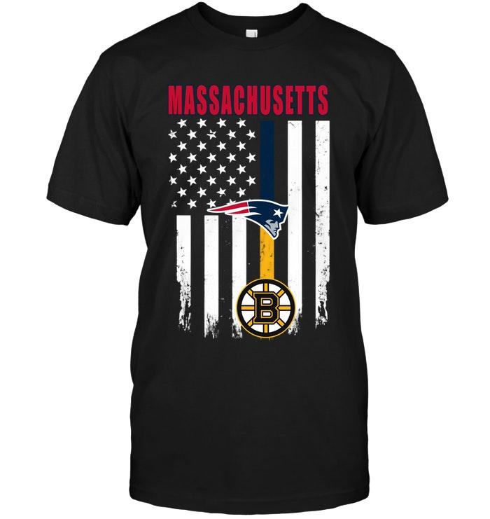 Massachusetts New England Patriots Boston Bruins American Flag Shirt