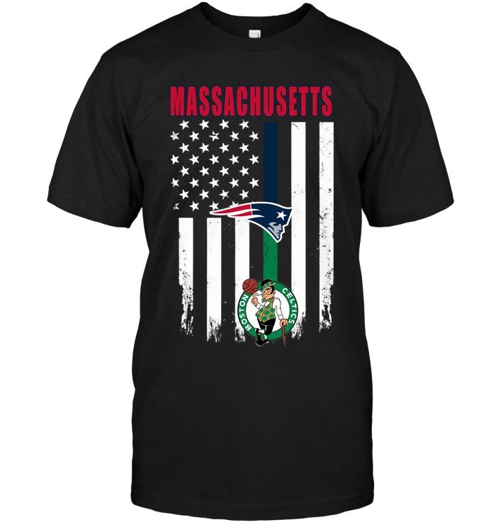 Massachusetts New England Patriots Boston Celtics American Flag Shirt