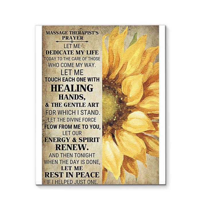 Massage Therapist Prayer Sunflower Canvas