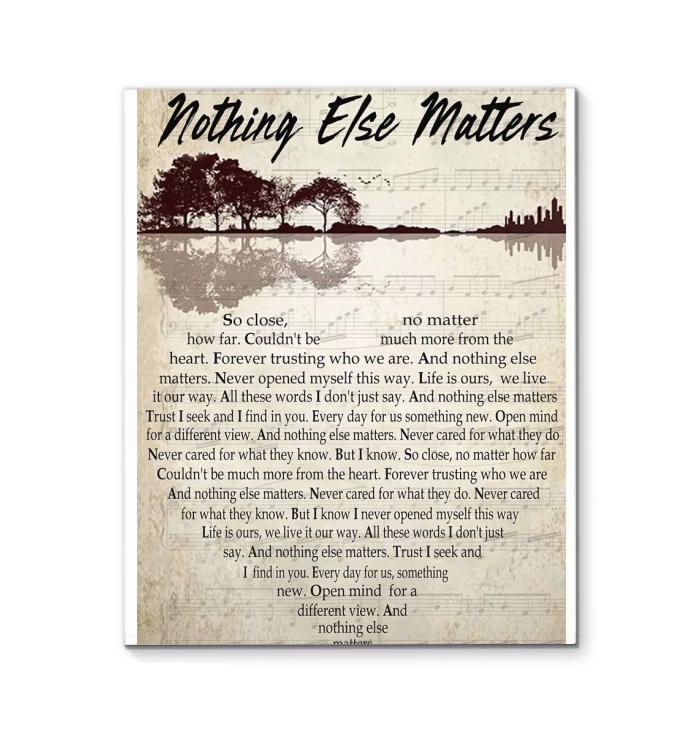 Metallica Nothing Else Matters Lyric Heart Typography Jungle Guitar Canvas