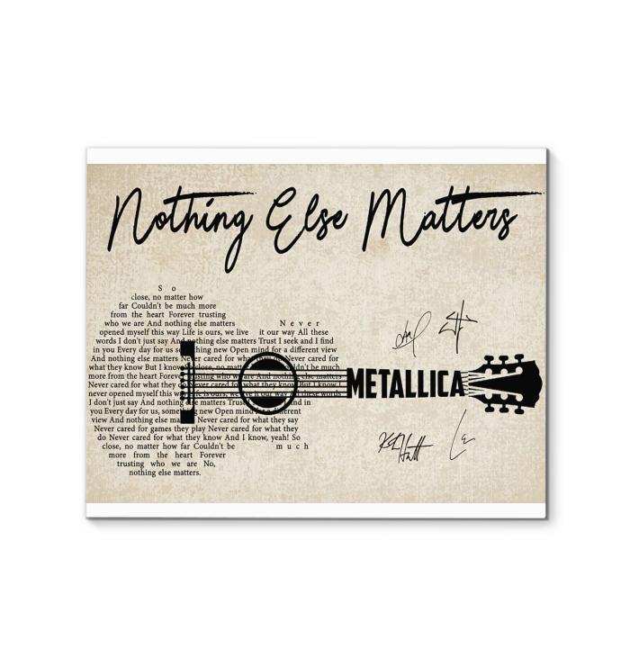 Metallica Nothing Else Matter Lyric Guitar Typography Signed Canvas