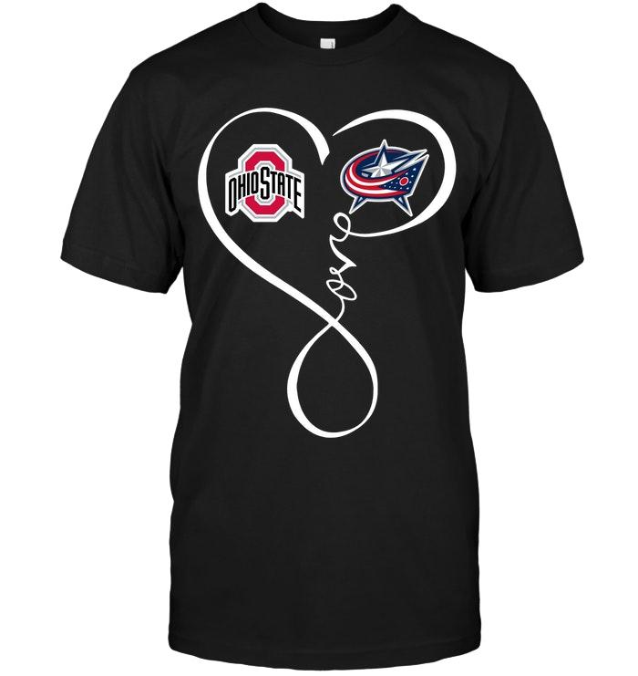 Ohio State Buckeyes Columbus Blue Jackets Love Heart Shirt