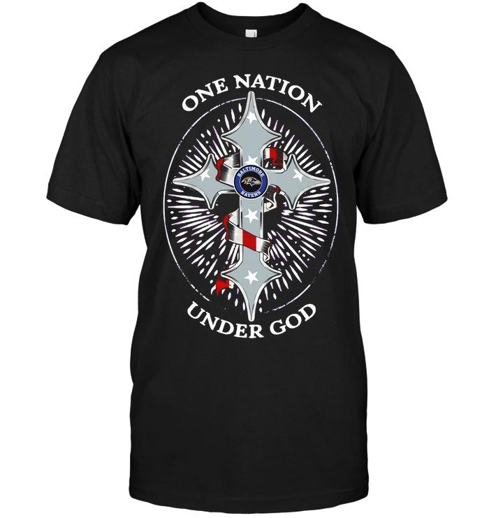 One Nation Under God Baltimore Ravens Jesus Cross T Shirt