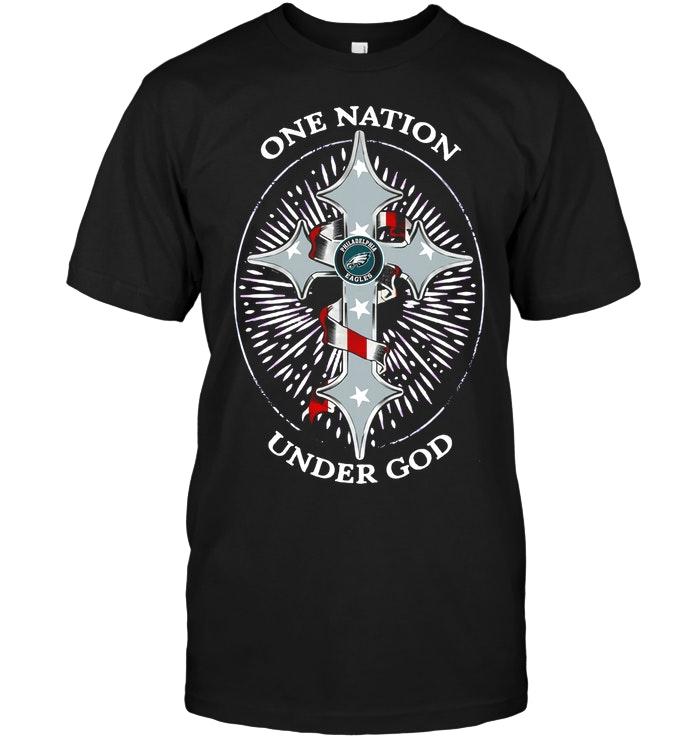 One Nation Under God Philadelphia Eagles Jesus Cross T Shirt