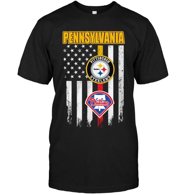Pennsylvania Pittsburgh Steelers Philadelphia Phillies American Flag Shirt