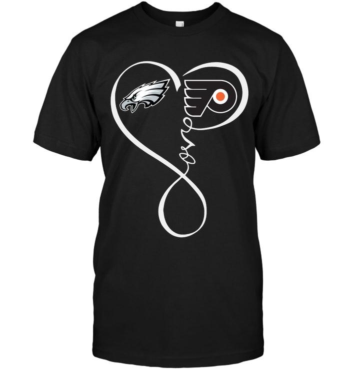 Philadelphia Eagles Philadelphia Flyers Love Heart Shirt