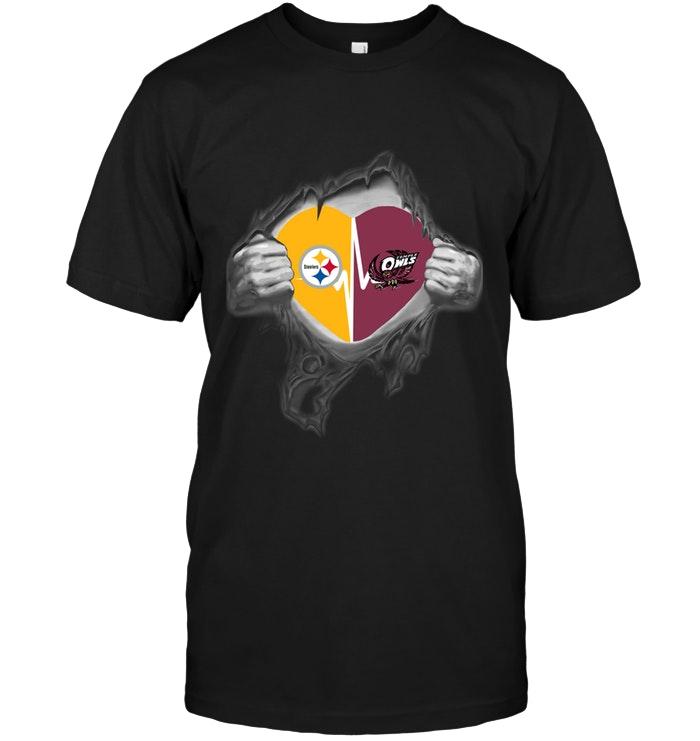 Pittsburgh Steelers Temple Owls Love Heartbeat Ripped Shirt