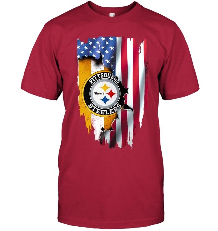 Pittsburgh Steelers Flag Ripped American Flag Shirt