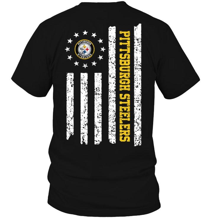 Pittsburgh Steelers Star American Flag On Back Shirt
