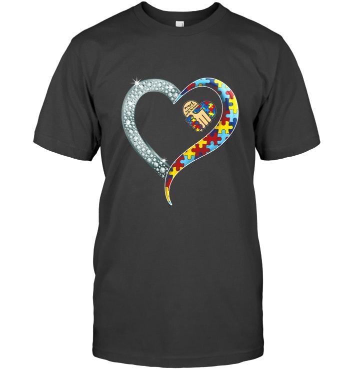 Proud Momma Of A Son With Autism Heart T Shirt