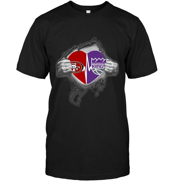 San Francisco 49ers Sacramento Kings Love Heartbeat Ripped Shirt
