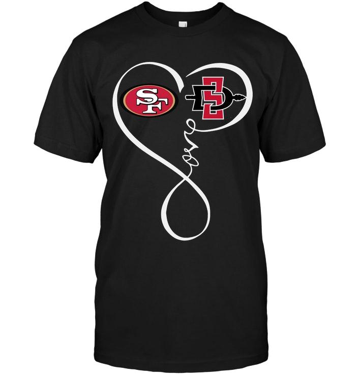 San Francisco 49ers San Diego State Aztecs Love Heart Shirt
