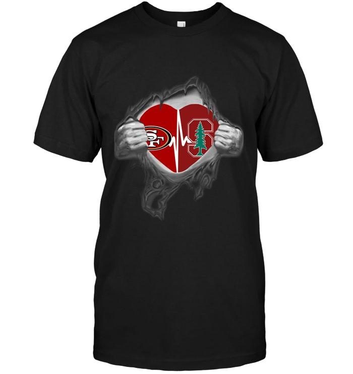 San Francisco 49ers Stanford Cardinal Love Heartbeat Ripped Shirt