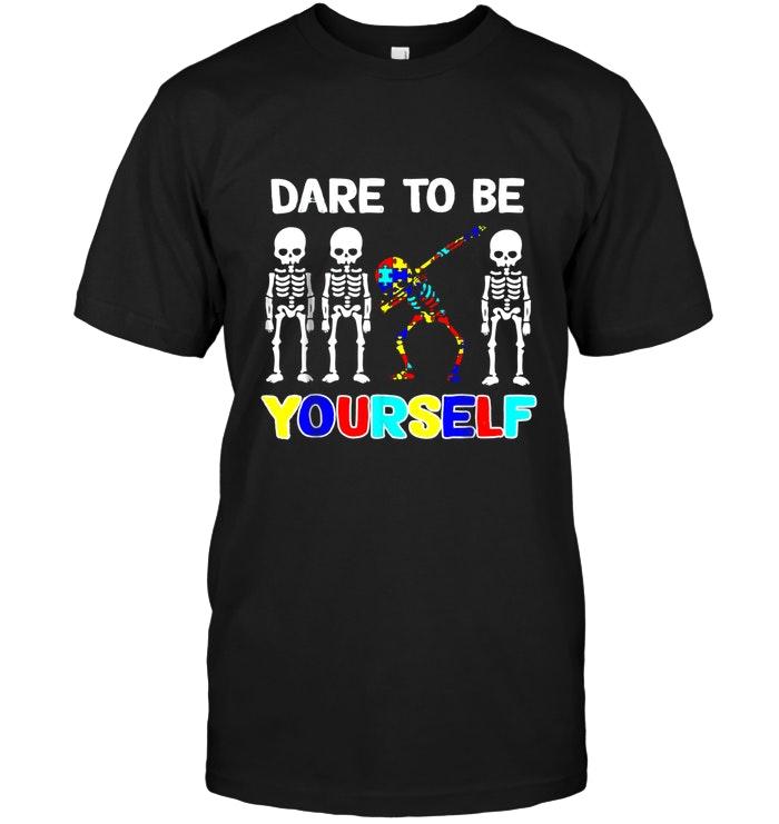 Sleketon Dabbing Autism Dare To Be Yourself Navy T Shirt New Style