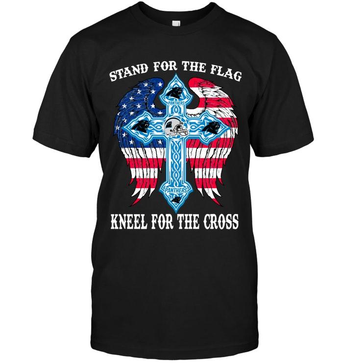 Stand For Flag Kneel For Cross Carolina Panthers Jesus Cross American Flag Wings Shirt