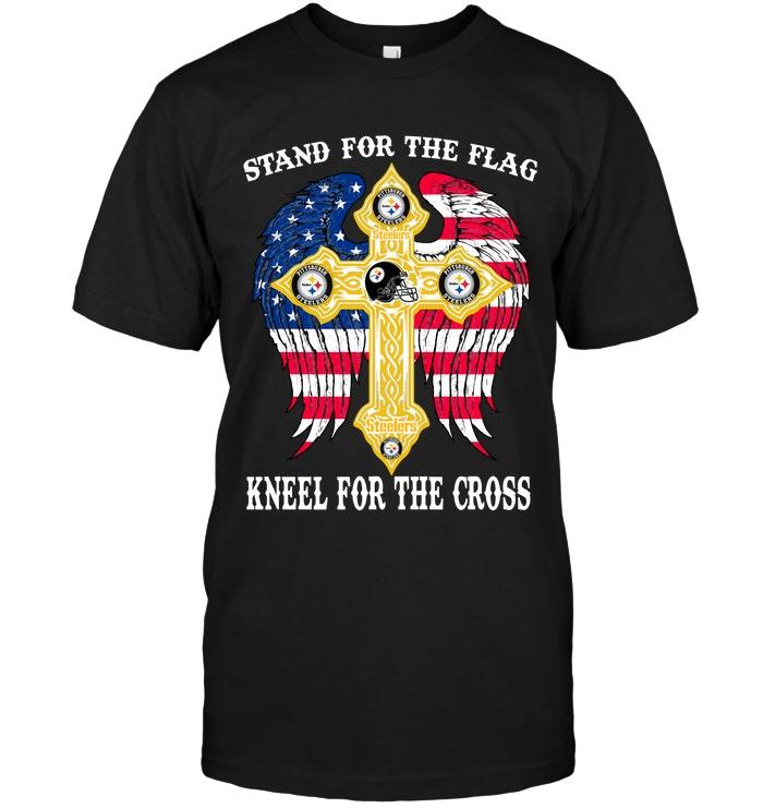 Stand For Flag Kneel For Cross Pittsburgh Steelers Jesus Cross American Flag Wings Shirt