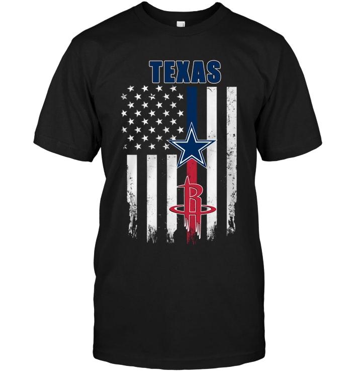 Texas Dallas Cowboys Houston Rockets American Flag Shirt