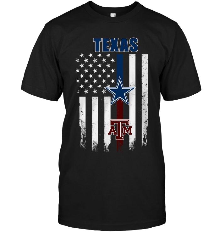 Texas Dallas Cowboys Texas A&m Aggies American Flag Shirt
