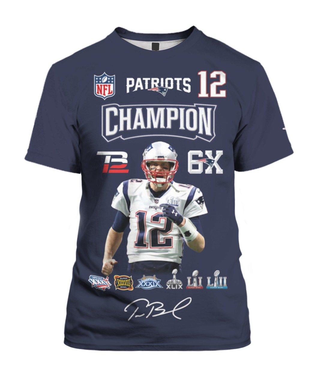 Tom Brady New England Patriot Champion Signed 3d Printed Shirt