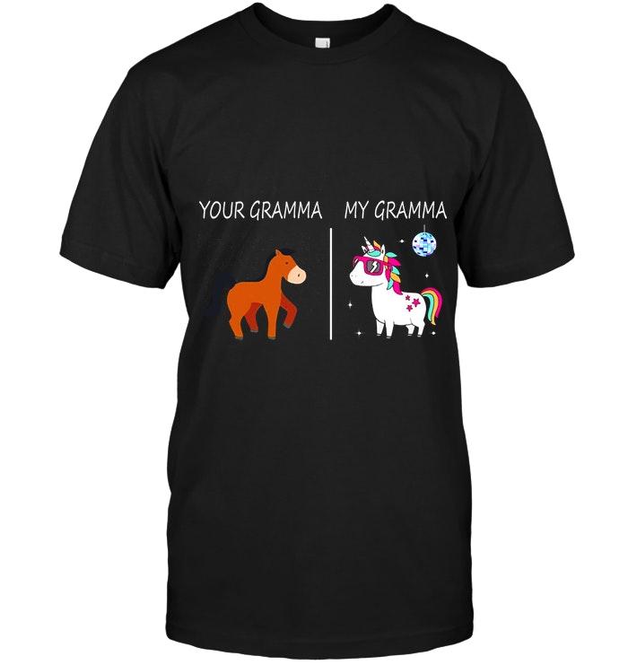 Unicorn My Gramma Black T Shirt
