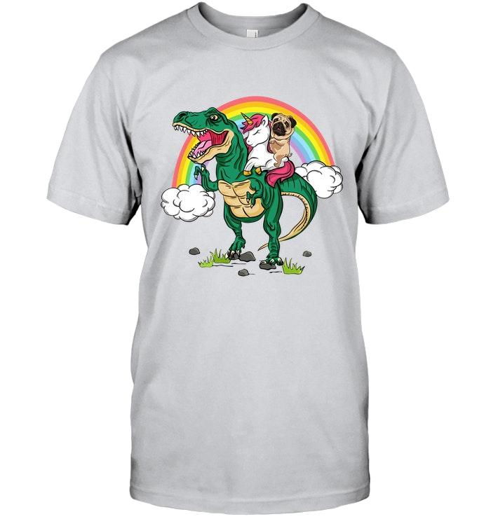 Unicorn Pug Ride T Rex Shirt