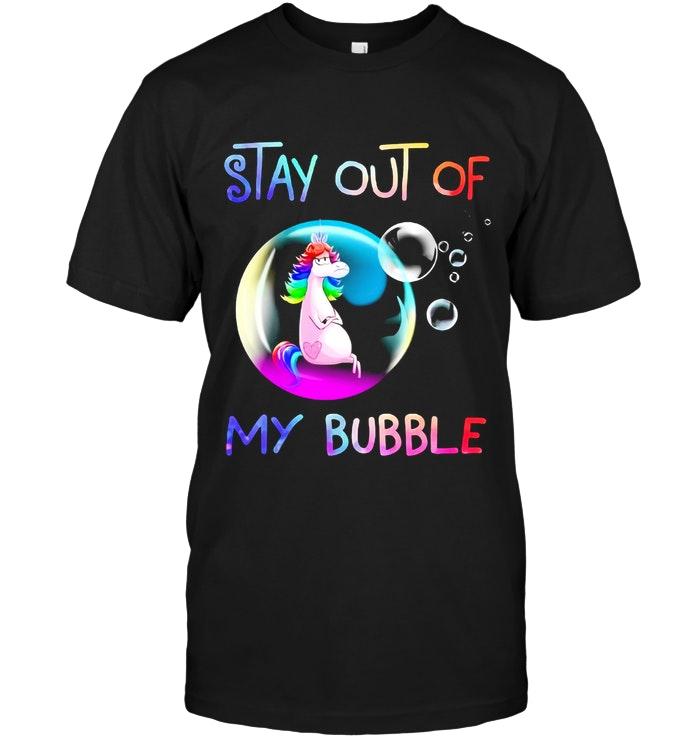 Unicorn Stay Out Of My Bubble Black T Shirt
