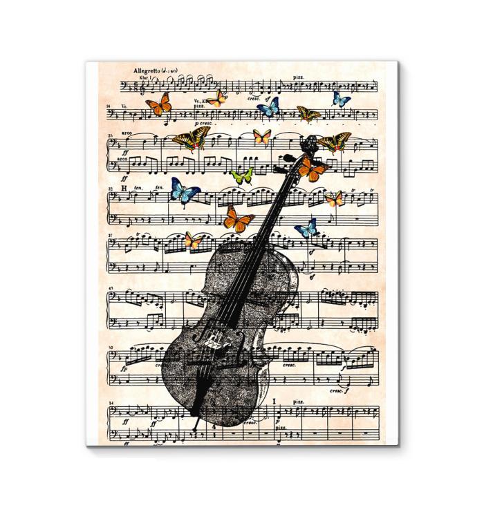 Violin Butterfly Music Sheet Canvas