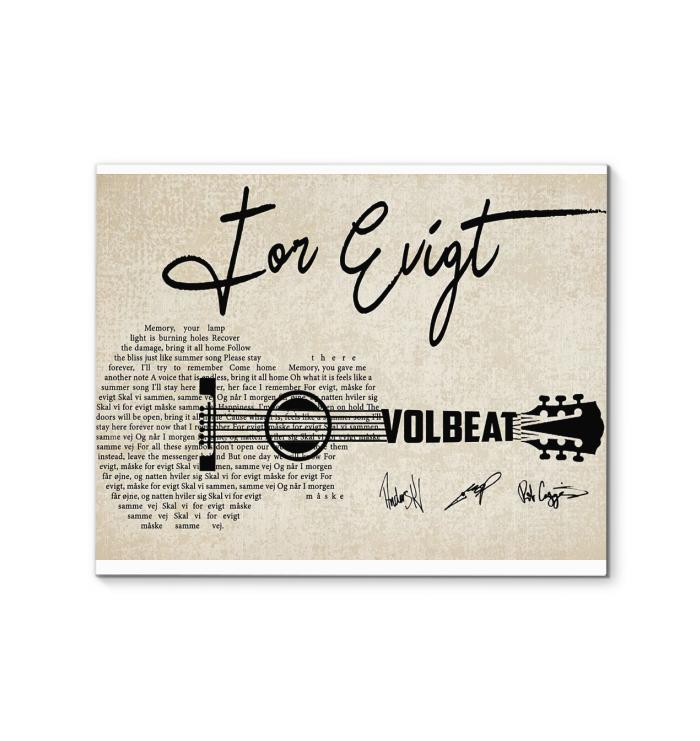 Volbeat For Eight Lyric Guitar Typography Signed Canvas