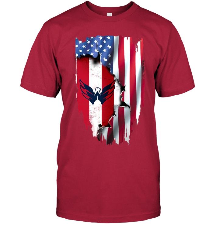 Washington Capitals Flag Ripped American Flag Shirt