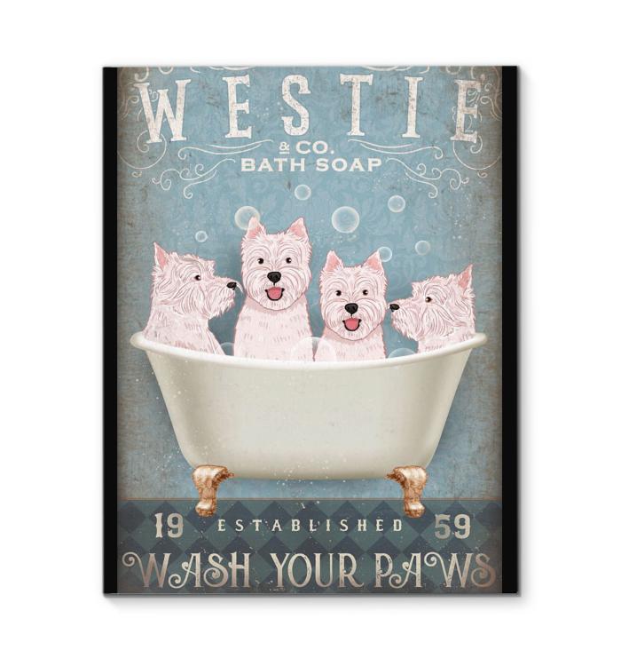 Westie Bath Soap Wash Your Paws Canvas