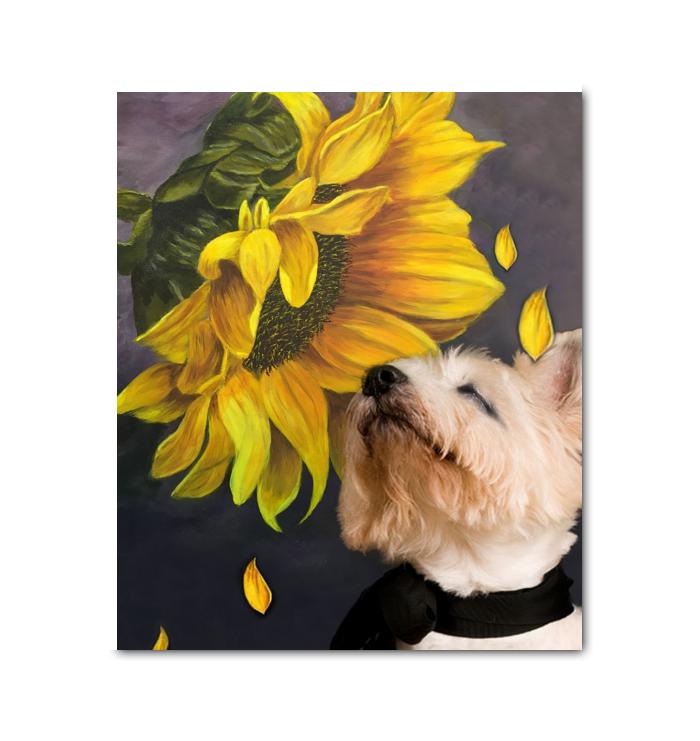 Westie Sunflower Canvas