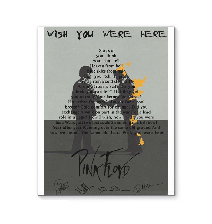 Wish You Were Here Pink Floyd Lyric Signed Canvas