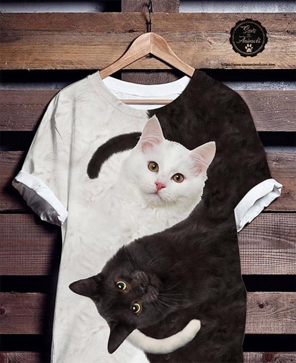 Yin Yang Cat 3d Printed Shirt