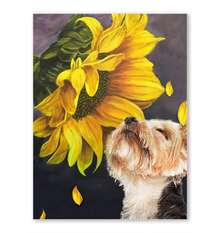 Yorkshire Terrier Sunflower Poster