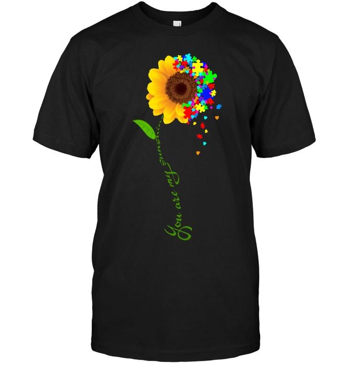 You Are My Sunshine Autism Sunflower Black T Shirt