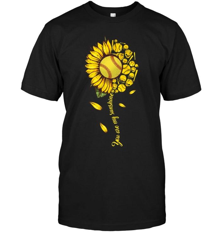 You Are My Sunshine Baseball Sunflower Black T Shirt