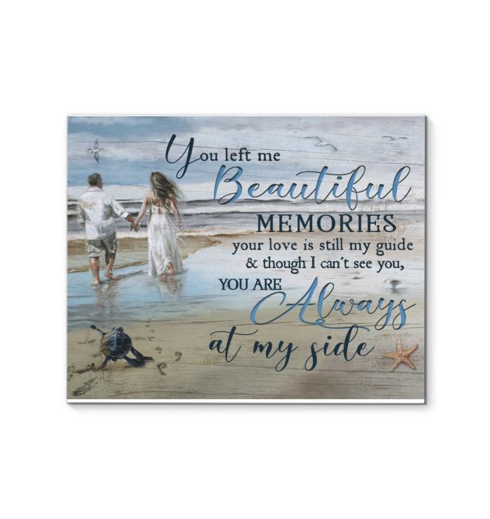 You Left Me Beautiful Memories You Are Always At My Side Turtle Couple On Beach Canvas