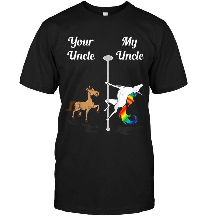 Your Uncle My Uncle Dancing Unicorn Black T Shirt