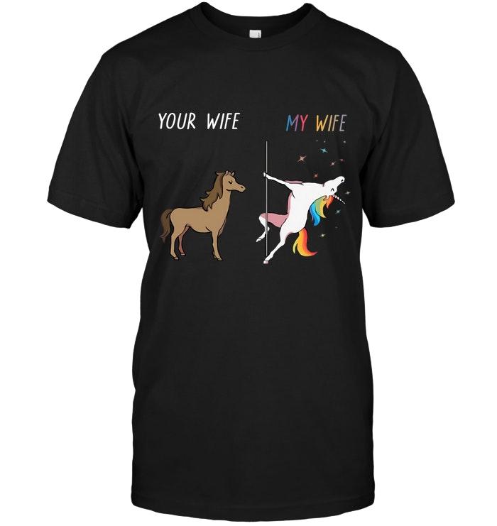 Your Wife My Wife Unicorn Black T Shirt