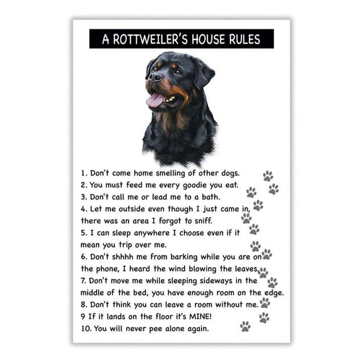 A Rottweilers House Rules Poster Canvas