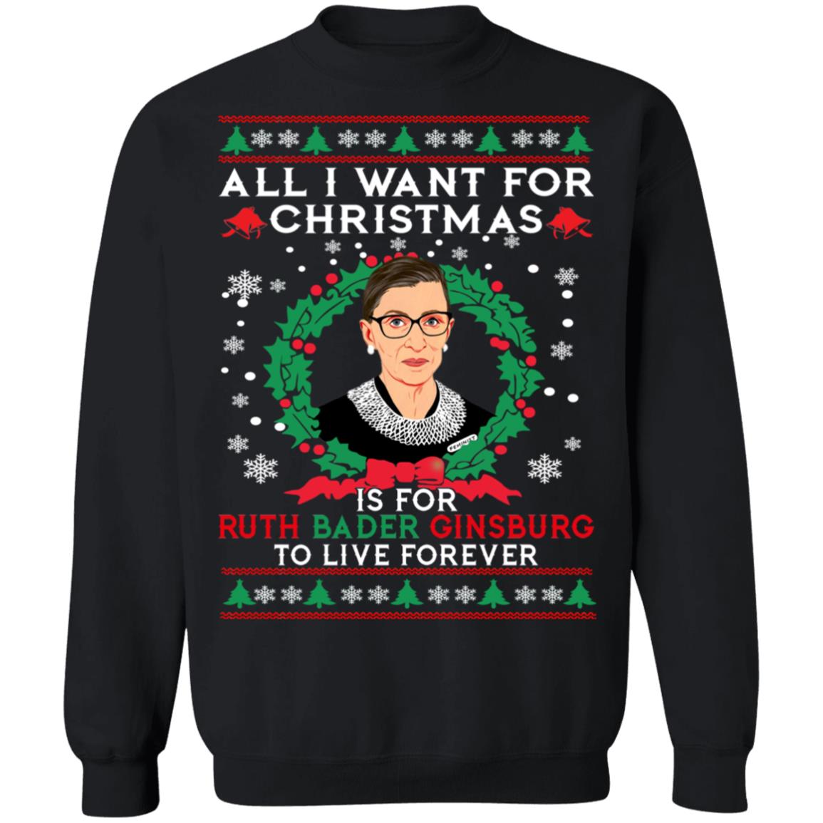 All I Want For Christmas Is For Ruth Bader Ginsburg Ugly Sweater