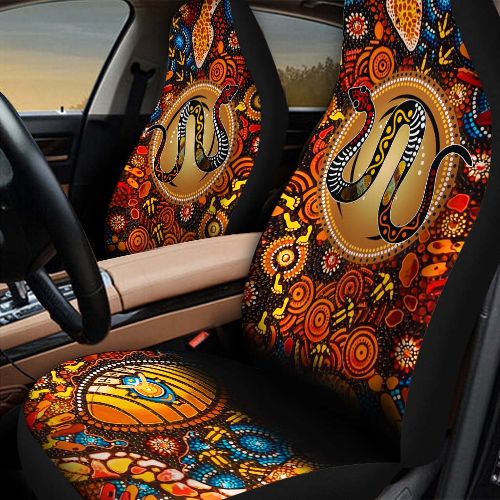Aboriginal Snake Dot Painting Style Allover Print Car Seat Covers