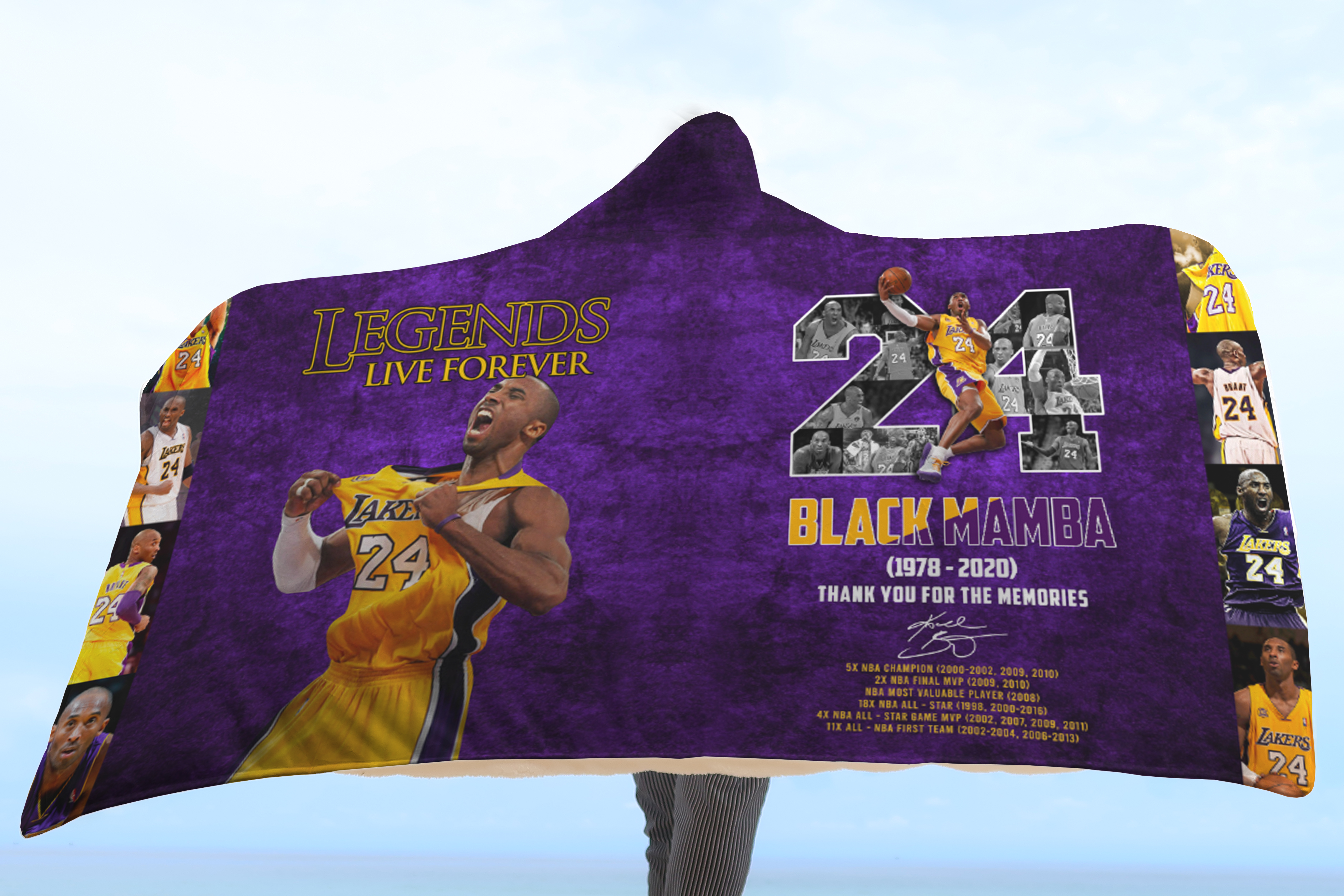 Black Mamba Legends Live Forever Premium Hooded Blanket Allover Print