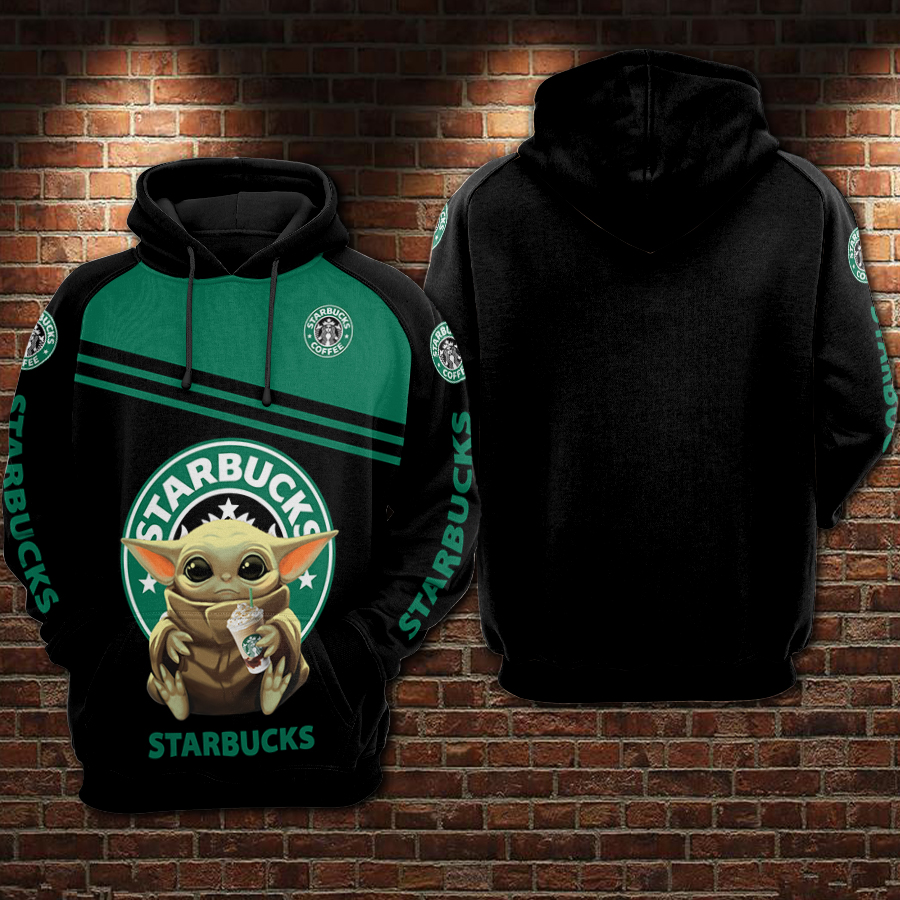 Starbucks And Baby Yoda Hoodie 3d Hoodie Allover Print