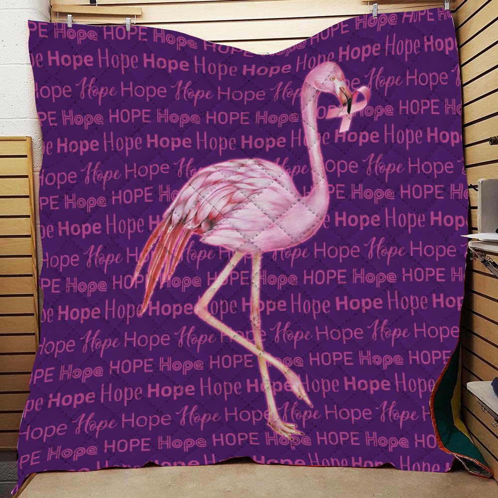 Flamingo Breast Cancer Hope Premium Quilt Allover Print