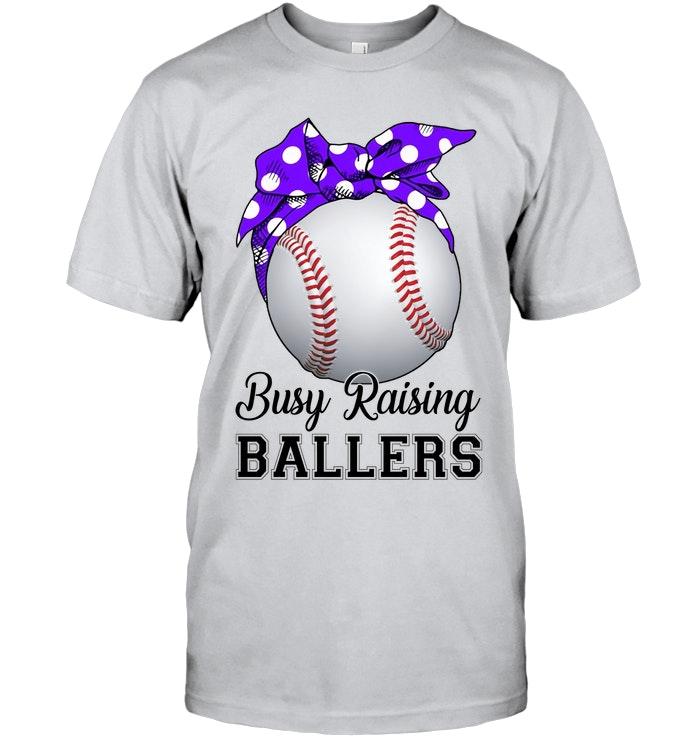 Baseball Mom Busy Raising Ballers Ash T Shirt