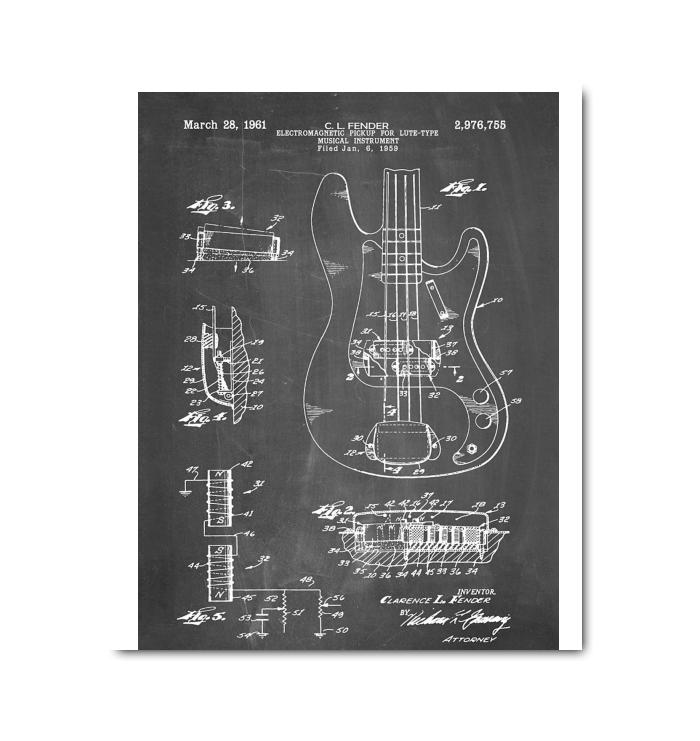 Bass Guitar Structure Canvas